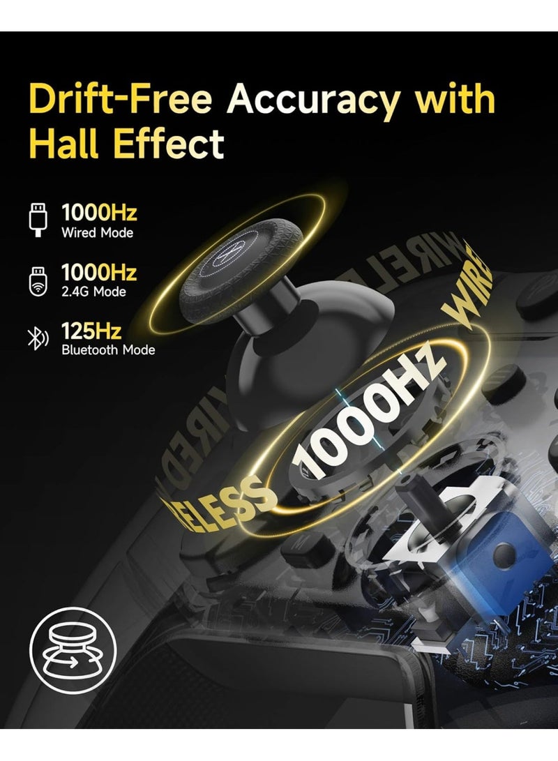 إيزي إس إم إكس وحدة تحكم EasySMX X05 Pro اللاسلكية للكمبيوتر الشخصي - أزرار ضغط هادئة، ومحفزات نبضية ثنائية المراحل، وزرّان قابلان للبرمجة، وعصا تحكم هول، وبطارية 1000 مللي أمبير، ووحدة تحكم ألعاب بتردد استجابة 1000 هرتز لأجهزة الكمبيوتر الشخصي/سويتش/أندرويد - Image 2